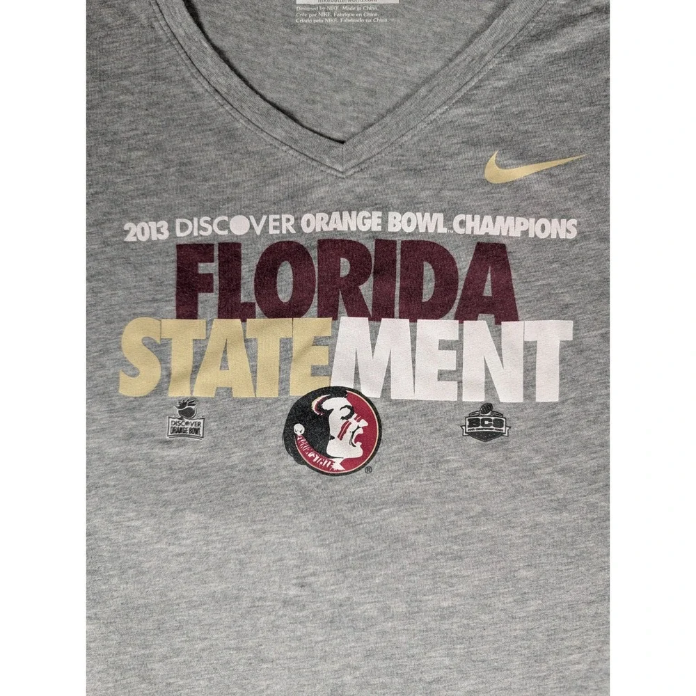 Nike Florida State Seminoles 2013 Orange Bowl Champions V Neck T Shirt‎ Womens M
